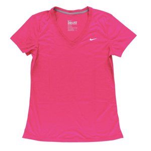Nike Womens V Neck Legend Dri FIT T Shirt Pink | Small
